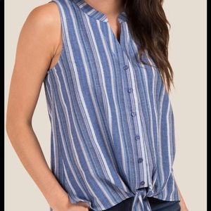 Alya Striped Button Tie Front